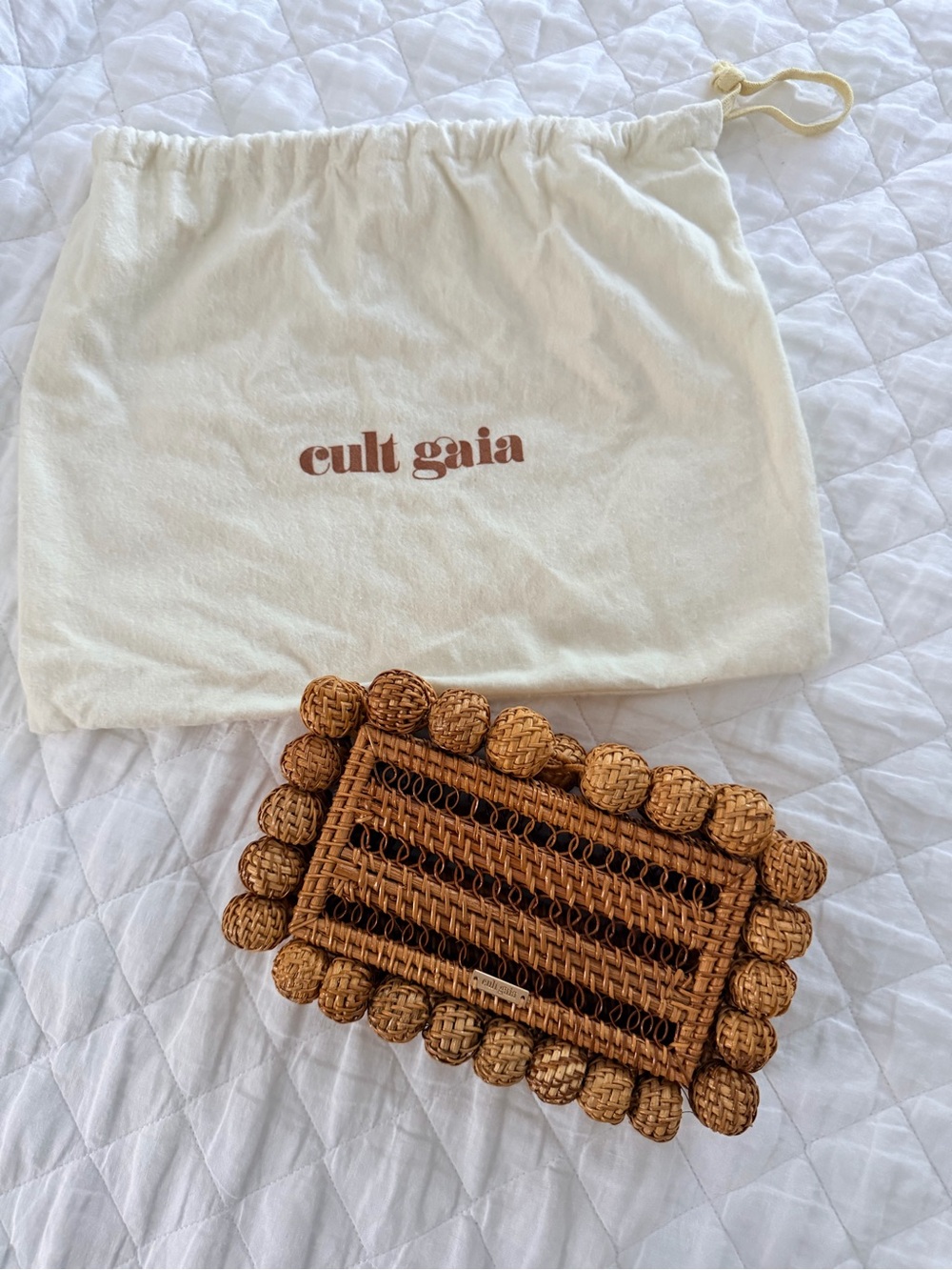 Cult Gaia Eos Rattan Box Clutch - Tan - Picture 2 of 4